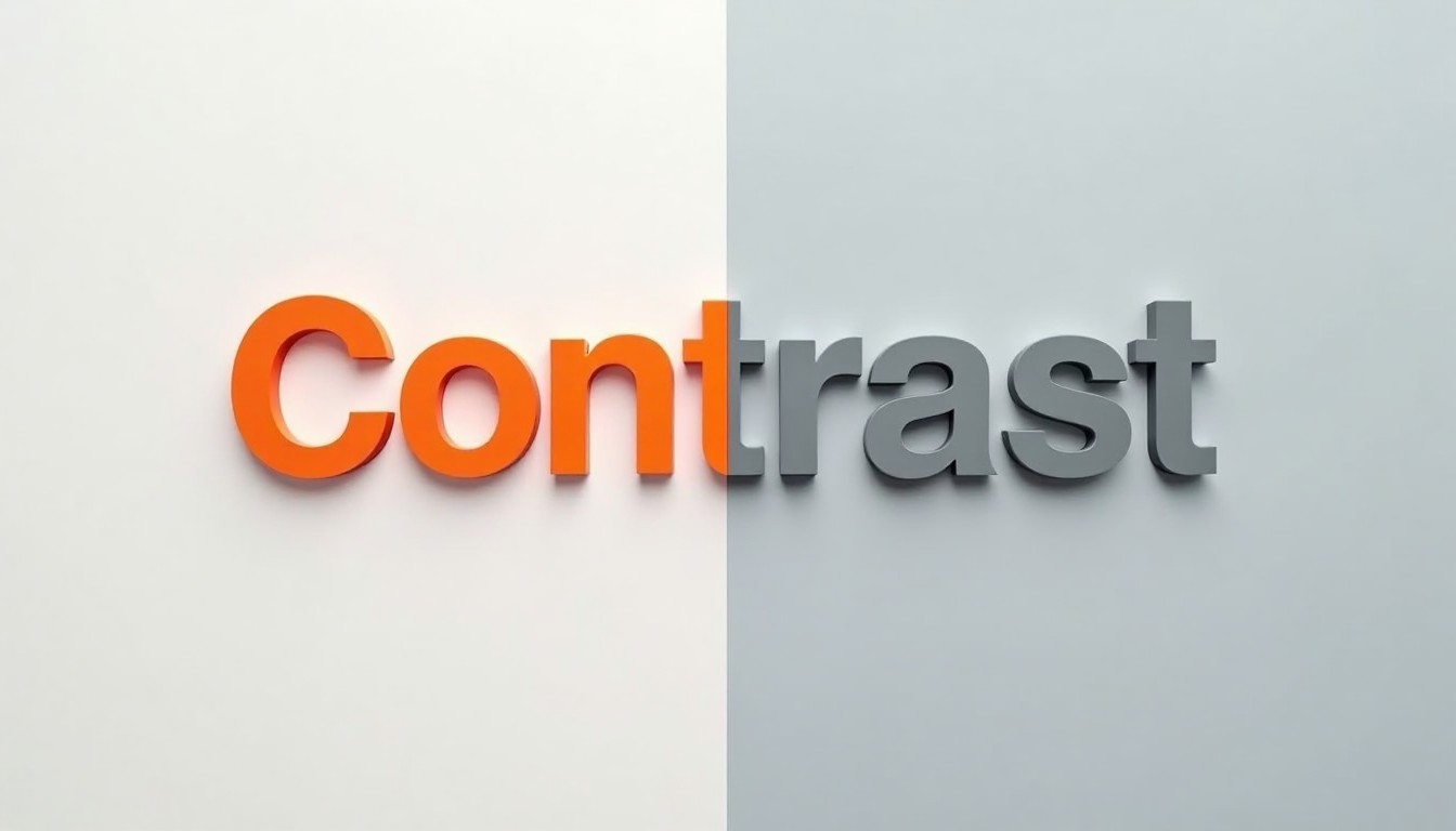 Side-by-side comparison of high-contrast and low-contrast text samples for web accessibility.