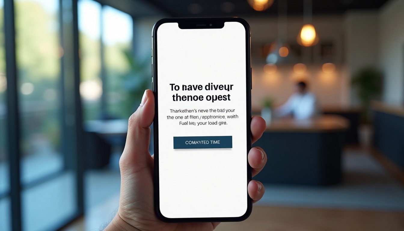 A responsive mobile-friendly website layout displayed on a smartphone, showing a clear headline and call-to-action button with generous spacing.